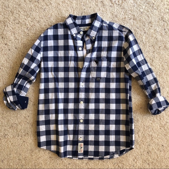 abercrombie kids Other - abercrombie kids Boys Blue & White Plaid Shirt NWT